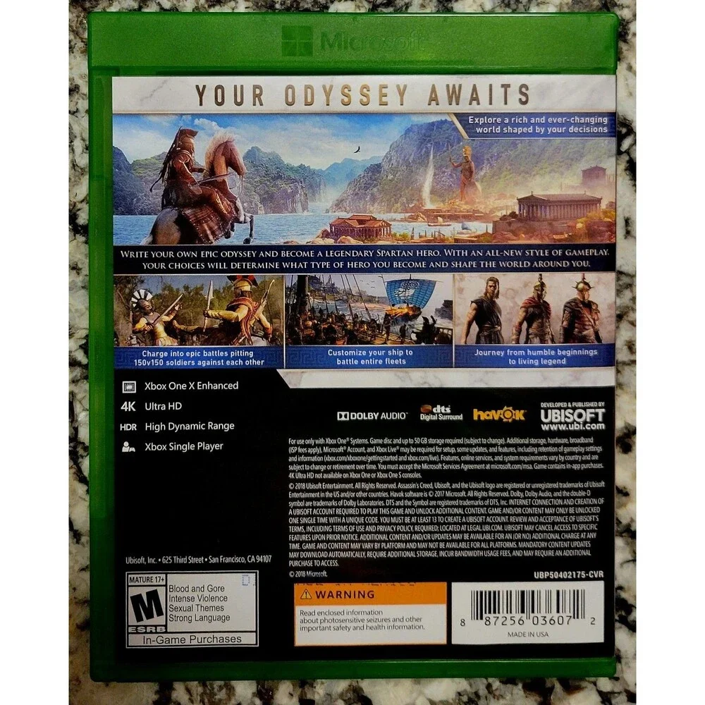 Assassin's Creed Odyssey Standard Edition Xbox One 2018, CIB,CLN DISC, FAST SHIP